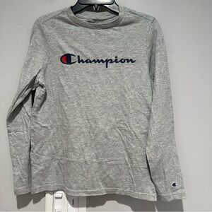 Champion Gray Long Sleeve Tee Shirt Size Medium 10 / 12